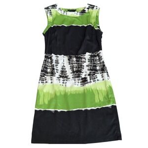 BCBGMAXAZRIA Sleeveless Sheath Dress Womens‎ Size S Lime Green Artsy Abstract